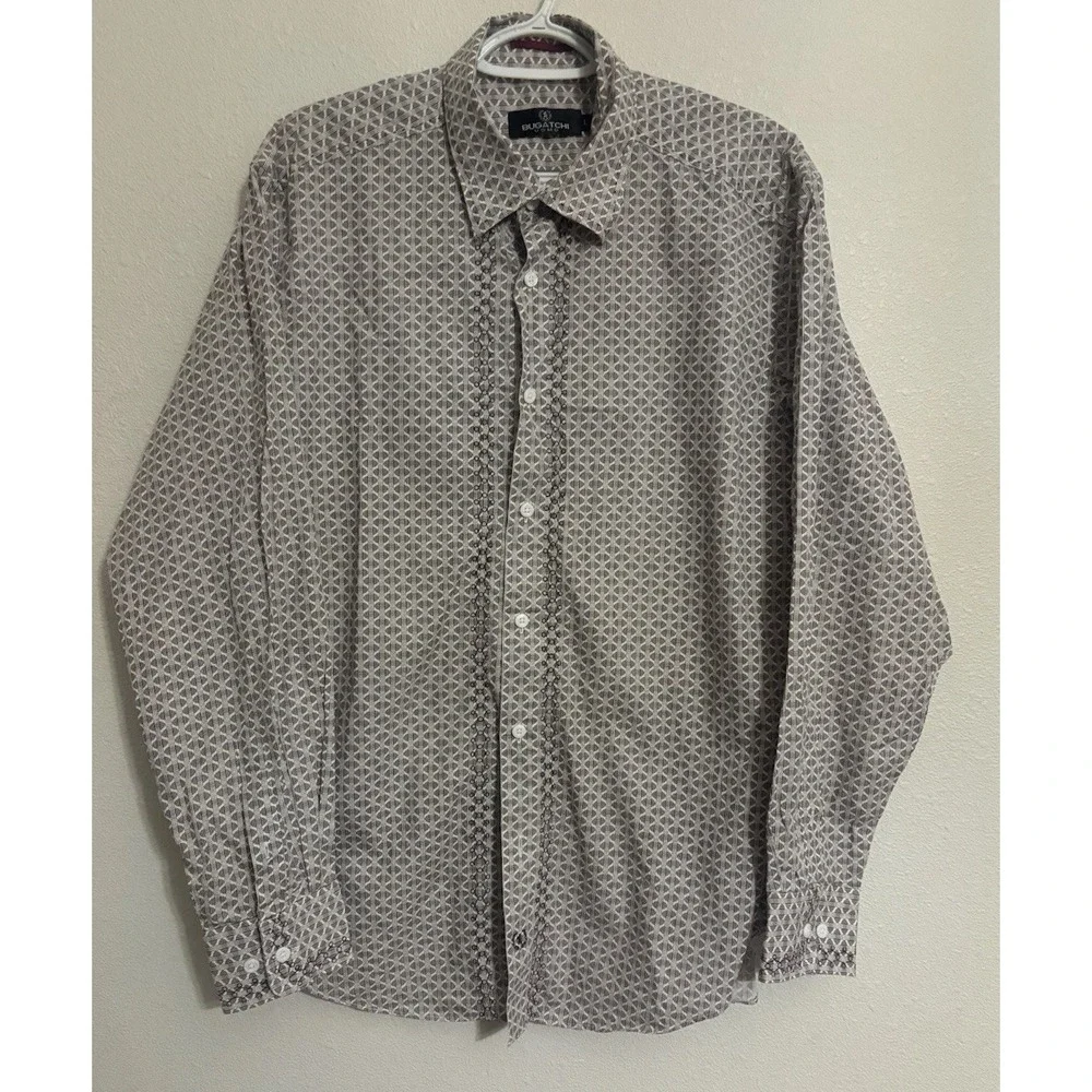 Bugatchi Uomo Classic Fit Long Sleeve Large Men's Dress Shirt Button Up